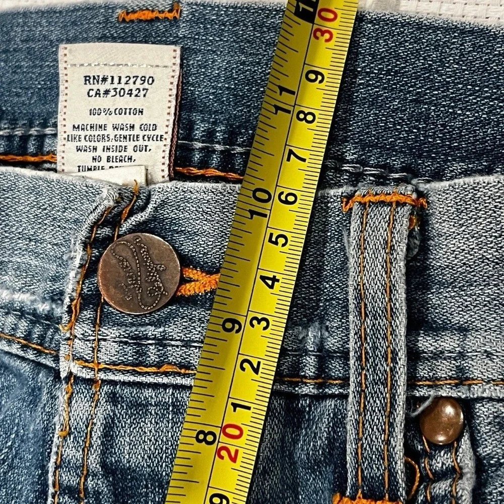 True Religion Mens Distressed‎ Straight Leg Jeans Blue Size 35 Made in USA
